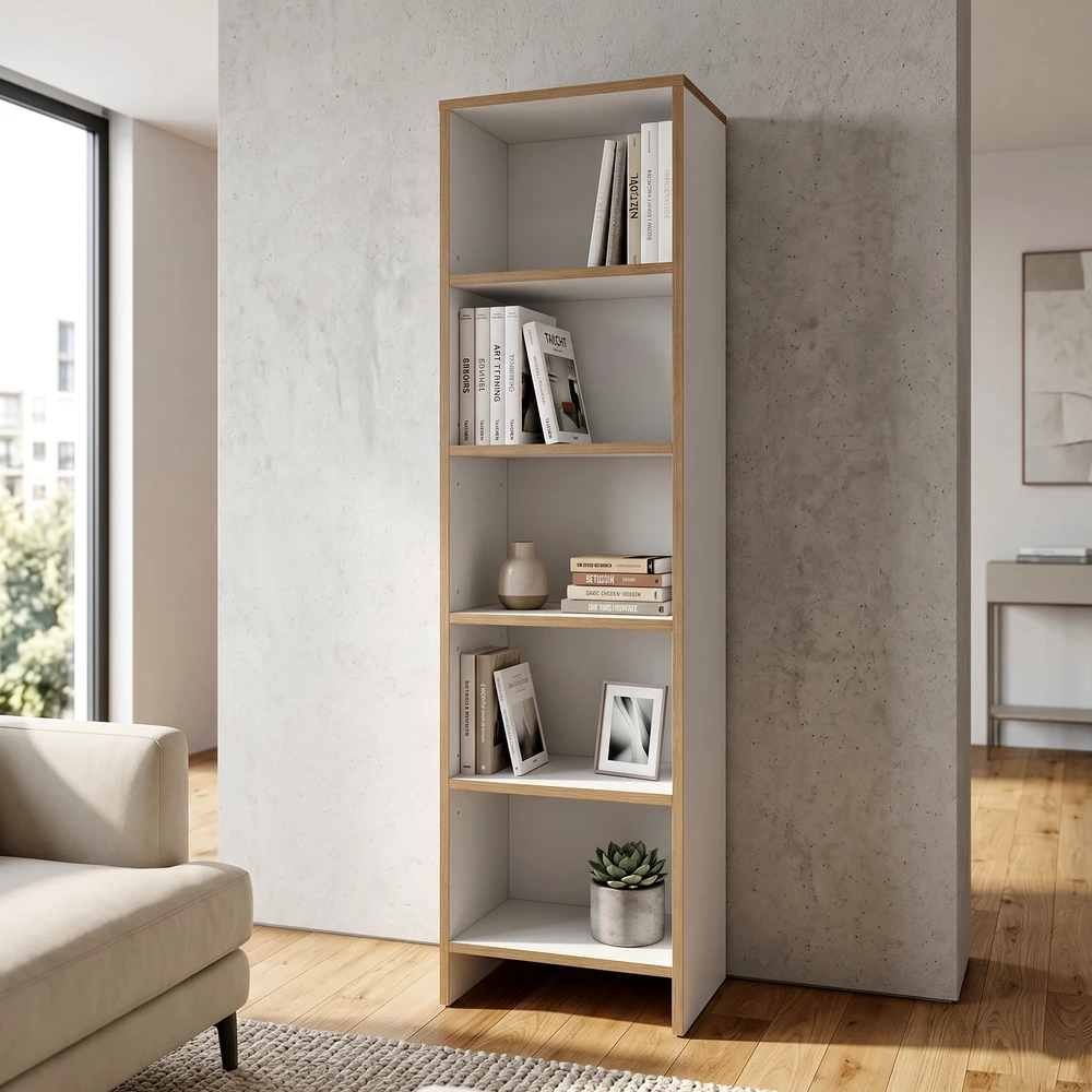 KT1 Kitaplık 5 Raflı Beyaz