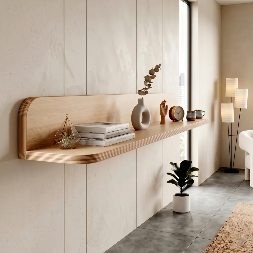 R3 Duvar Rafı Modern Tekli Minimalist Tasarımı 130cm