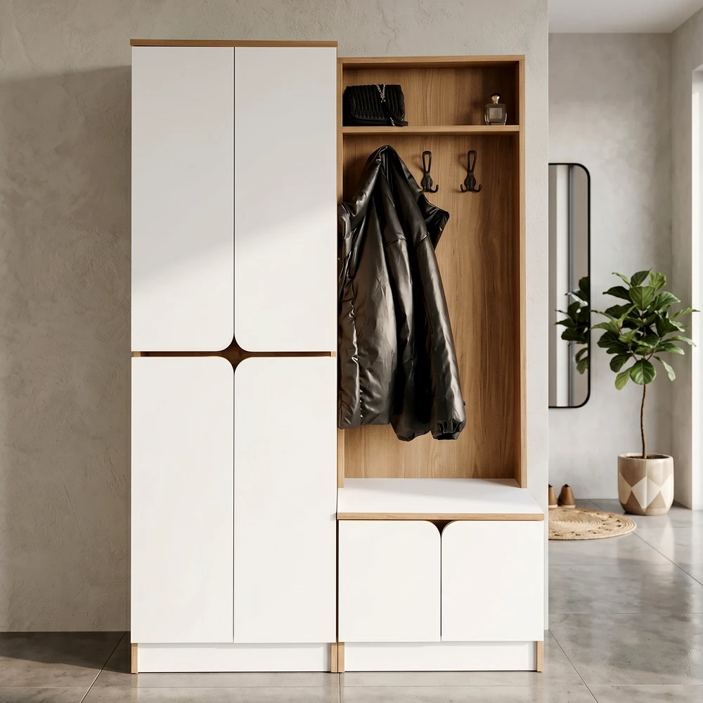 VS1 Modern Raflı Portmanto Ayakkabılık Vestiyer Dolap