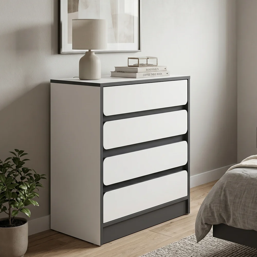 SF2 Şifonyer 4 Çekmeceli Oval Detaylı Antrasit